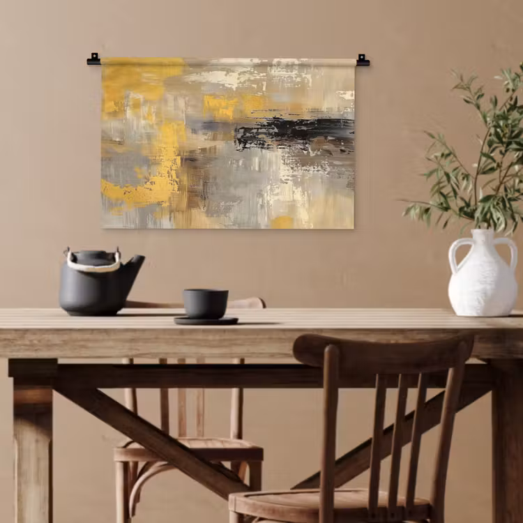 Abstract - Geel - Modern - Beige Wandkleed katoen klein -sfeer6