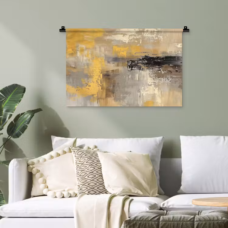 Abstract - Geel - Modern - Beige Wandkleed katoen klein -sfeer7