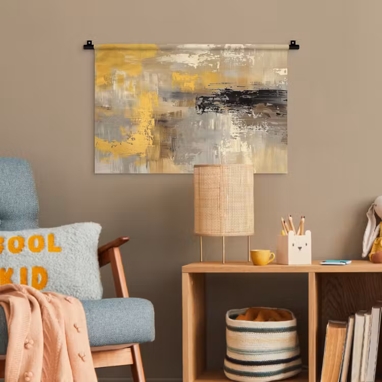 Abstract - Geel - Modern - Beige Wandkleed katoen klein -wsfeer4_kind