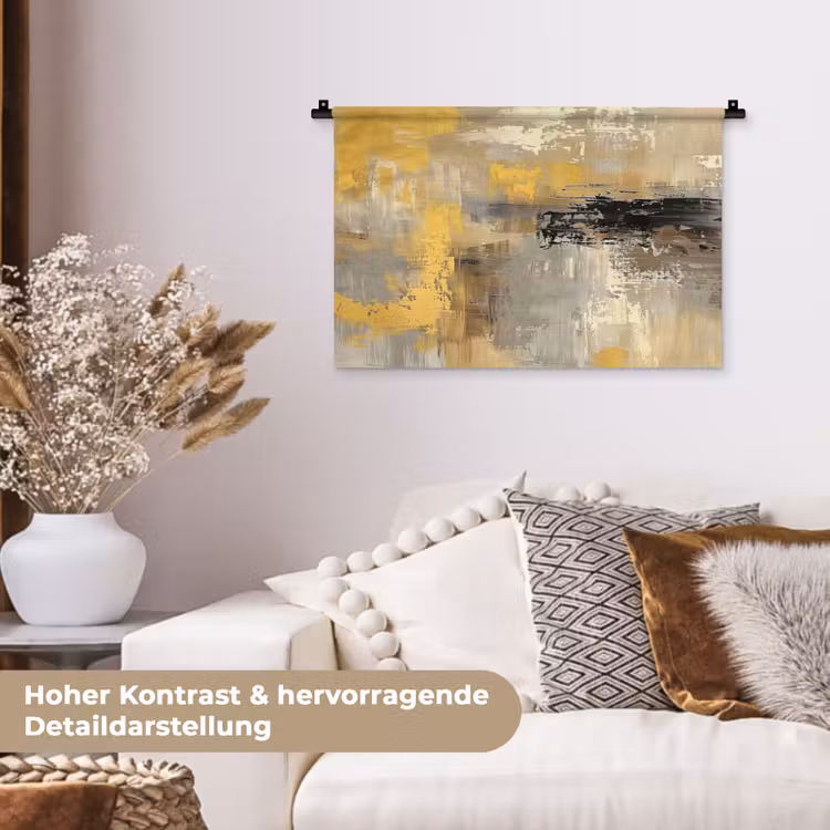 Abstract - Geel - Modern - Beige Wandkleed katoen klein -tsfeer1_DE