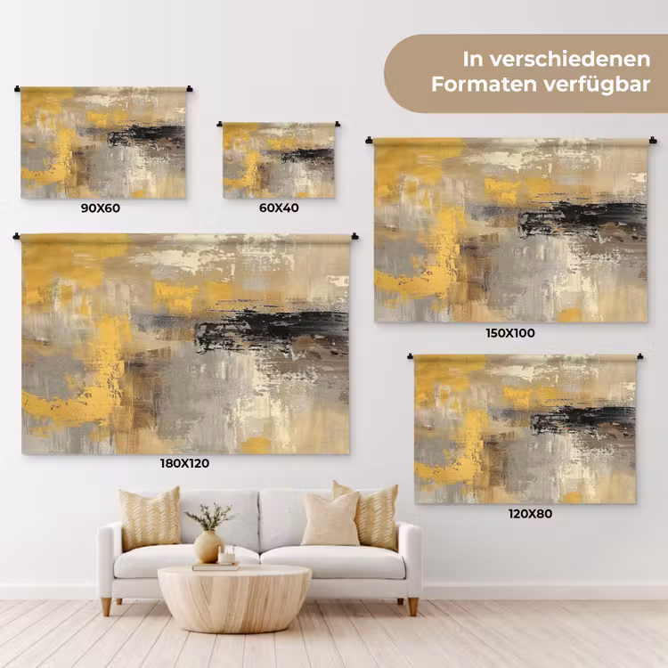 Abstract - Geel - Modern - Beige Wandkleed katoen klein -tsfeer8_DE