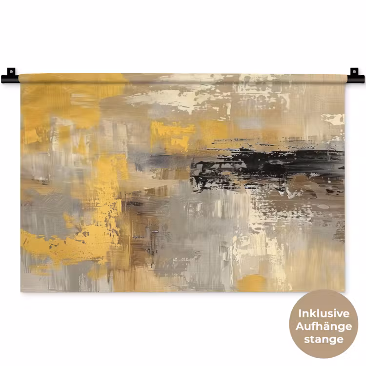 Abstract - Geel - Modern - Beige Wandkleed katoen klein -t3d_DE