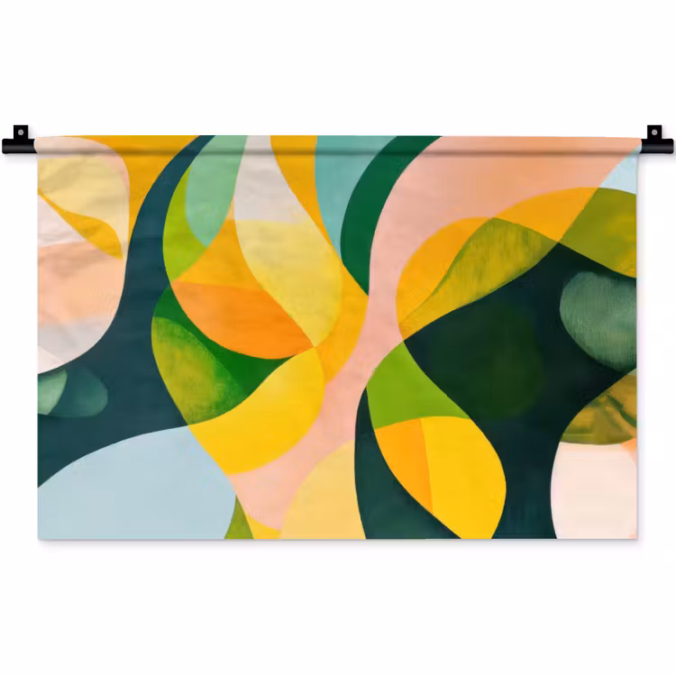 Abstract - Geel - Roze - Groen Wandkleed katoen klein -zz3d