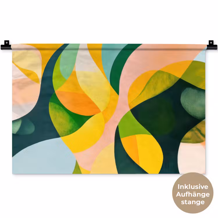 Abstract - Geel - Roze - Groen Wandkleed katoen klein -t3d_DE