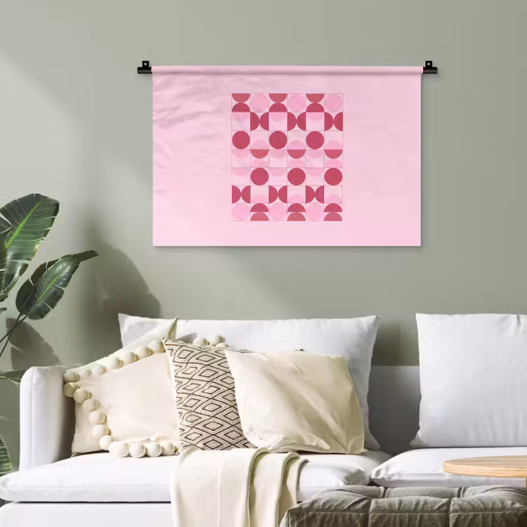 Abstract - Geometrisch - Cirkels - Roze - Modern Wandkleed katoen klein -sfeer7