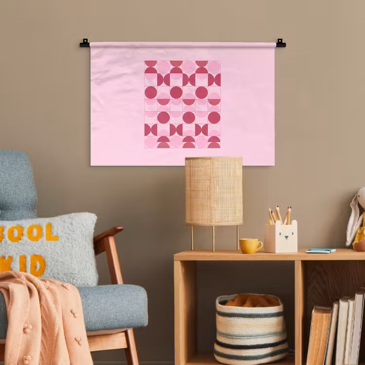 Abstract - Geometrisch - Cirkels - Roze - Modern Wandkleed katoen klein -wsfeer4_kind