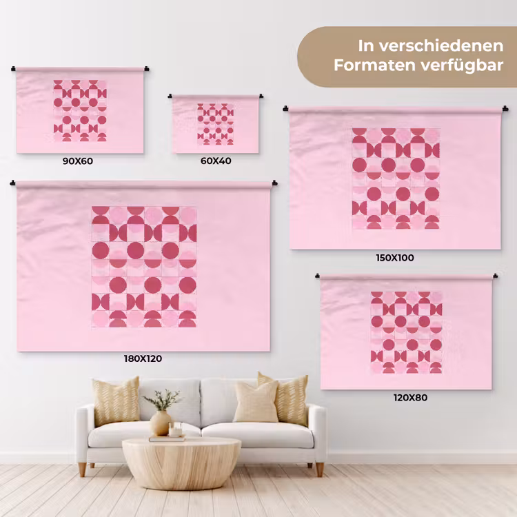 Abstract - Geometrisch - Cirkels - Roze - Modern Wandkleed katoen klein -tsfeer8_DE