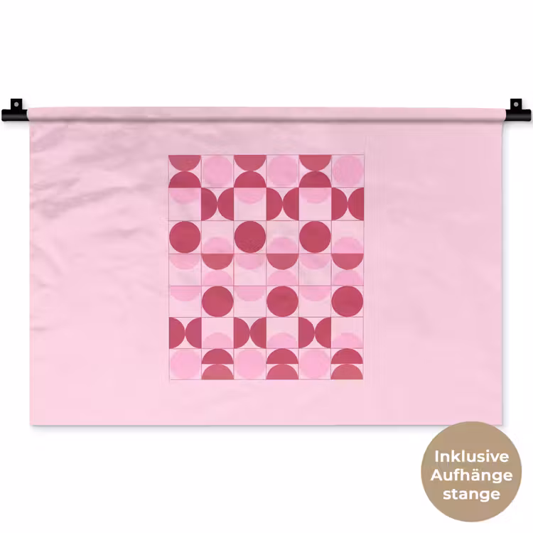 Abstract - Geometrisch - Cirkels - Roze - Modern Wandkleed katoen klein -t3d_DE