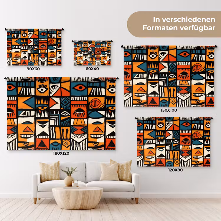 Abstract - Gezichten - Mozaïek Wandkleed katoen klein -tsfeer8_DE
