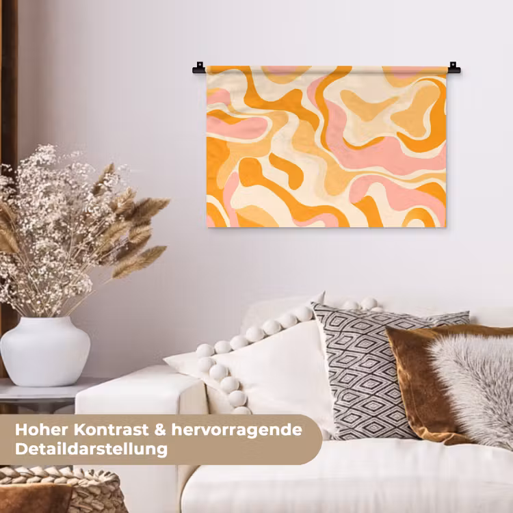 Abstract - Golvend - Oranje Wandkleed katoen klein -tsfeer1_DE