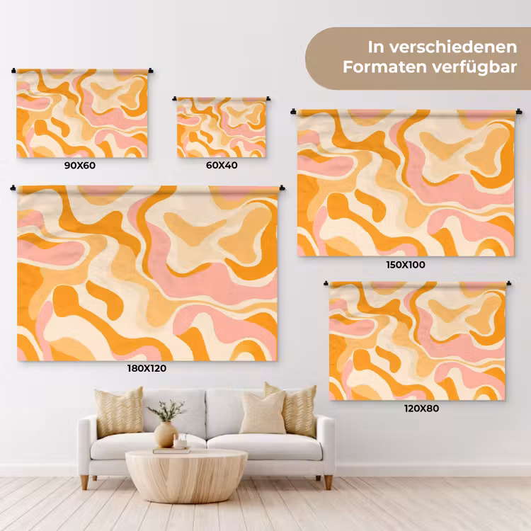 Abstract - Golvend - Oranje Wandkleed katoen klein -tsfeer8_DE