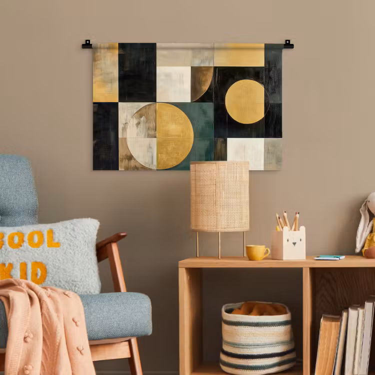 Abstract - Goud - Brons - Vormen - Geometrisch Wandkleed katoen klein -wsfeer4_kind
