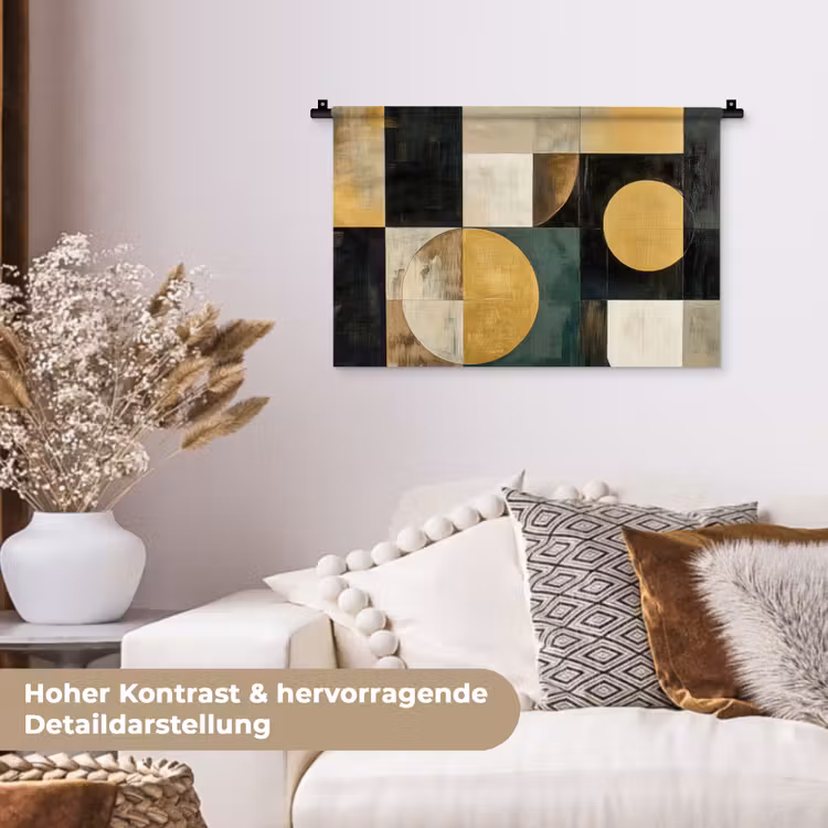 Abstract - Goud - Brons - Vormen - Geometrisch Wandkleed katoen klein -tsfeer1_DE