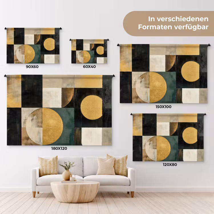 Abstract - Goud - Brons - Vormen - Geometrisch Wandkleed katoen klein -tsfeer8_DE