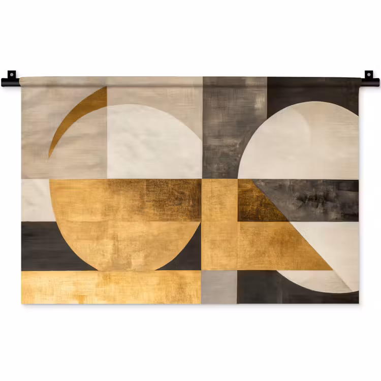 Abstract - Goud - Grijs - Vormen - Geometrisch Wandkleed katoen klein -zz3d