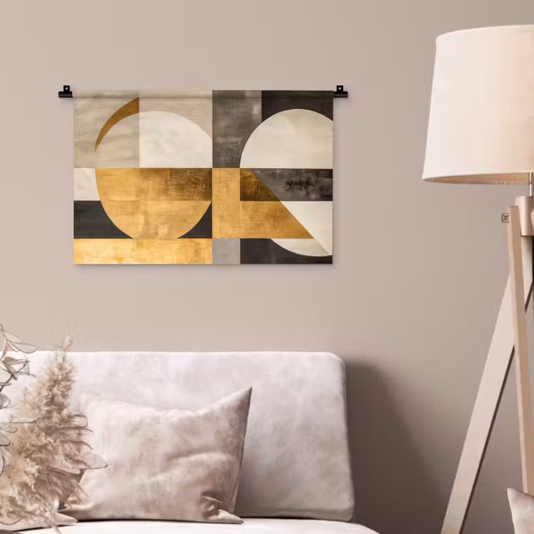 Abstract - Goud - Grijs - Vormen - Geometrisch Wandkleed katoen klein -sfeer4