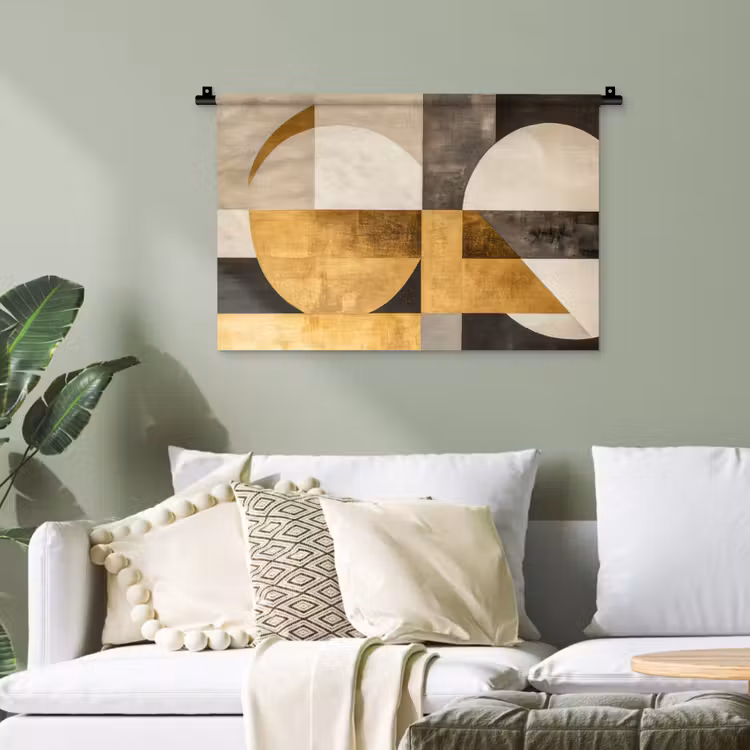 Abstract - Goud - Grijs - Vormen - Geometrisch Wandkleed katoen klein -sfeer7