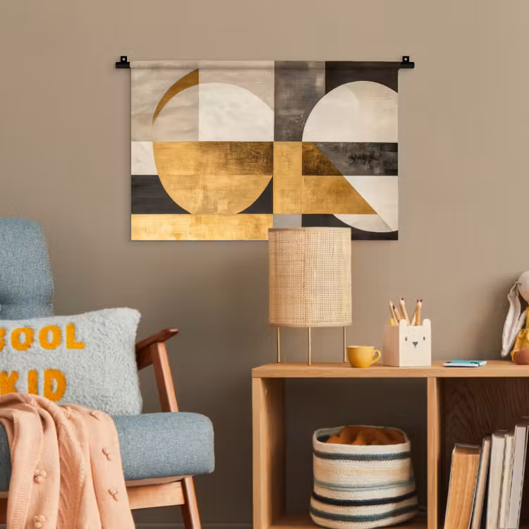 Abstract - Goud - Grijs - Vormen - Geometrisch Wandkleed katoen klein -wsfeer4_kind