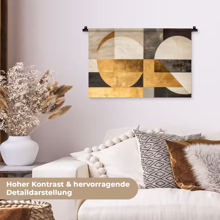 Abstract - Goud - Grijs - Vormen - Geometrisch Wandkleed katoen klein -tsfeer1_DE