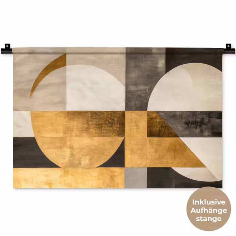 Abstract - Goud - Grijs - Vormen - Geometrisch Wandkleed katoen klein -t3d_DE