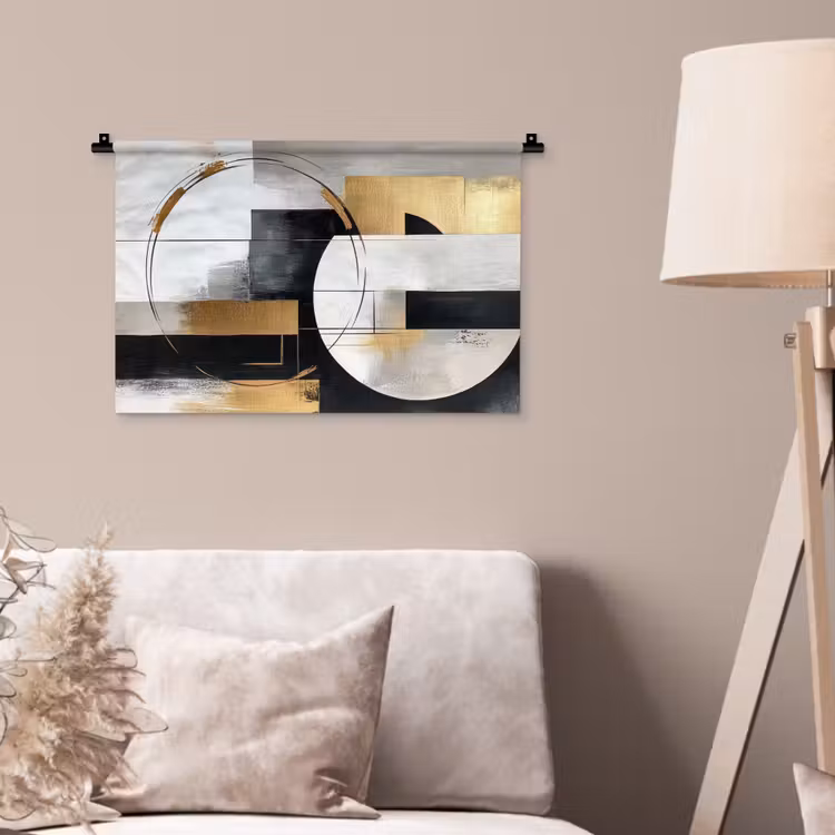 Abstract - Goud - Zilver - Vormen - Aesthetic Wandkleed katoen klein -sfeer4