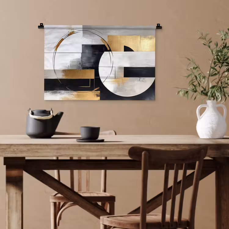 Abstract - Goud - Zilver - Vormen - Aesthetic Wandkleed katoen klein -sfeer6