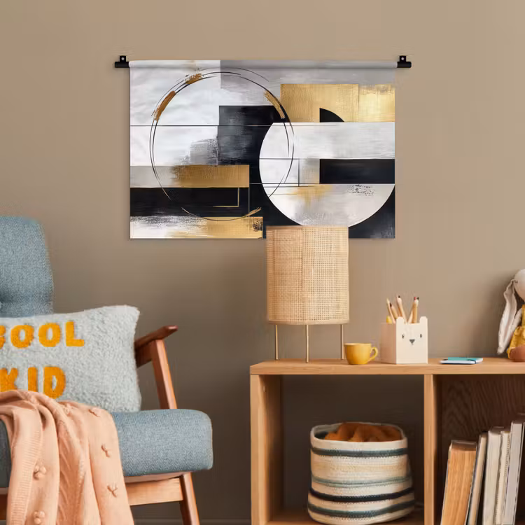 Abstract - Goud - Zilver - Vormen - Aesthetic Wandkleed katoen klein -wsfeer4_kind
