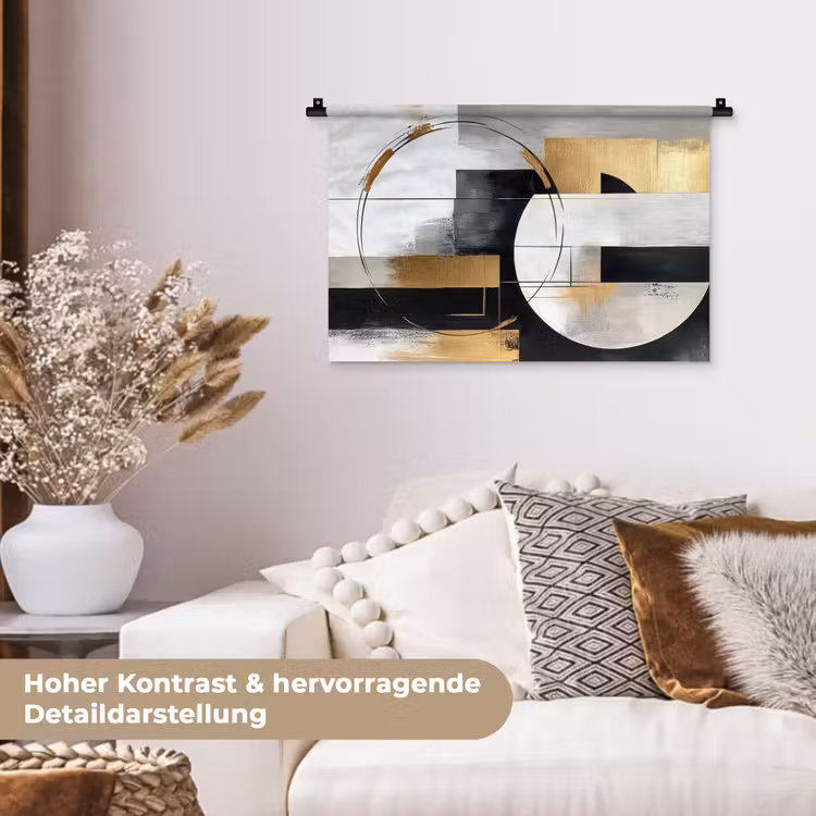 Abstract - Goud - Zilver - Vormen - Aesthetic Wandkleed katoen klein -tsfeer1_DE