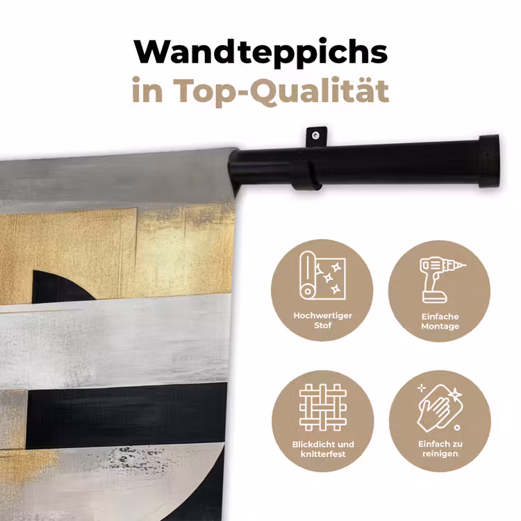 Abstract - Goud - Zilver - Vormen - Aesthetic Wandkleed katoen klein -tsfeer2_DE