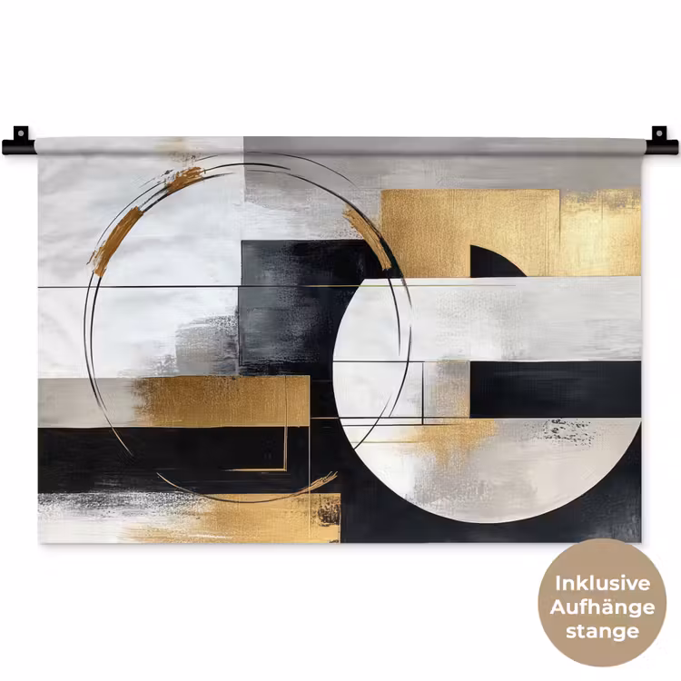 Abstract - Goud - Zilver - Vormen - Aesthetic Wandkleed katoen klein -t3d_DE