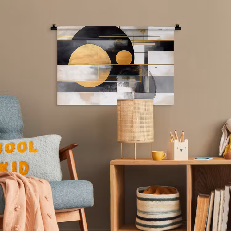 Abstract - Goud - Zilver - Vormen - Aesthetic - Modern Wandkleed katoen klein -wsfeer4_kind
