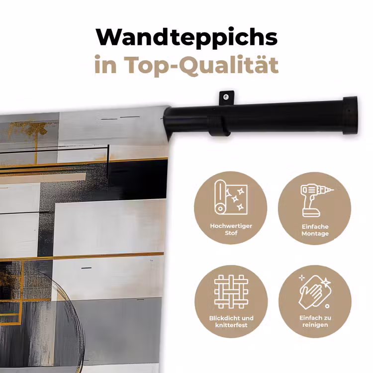 Abstract - Goud - Zilver - Vormen - Aesthetic - Modern Wandkleed katoen klein -tsfeer2_DE