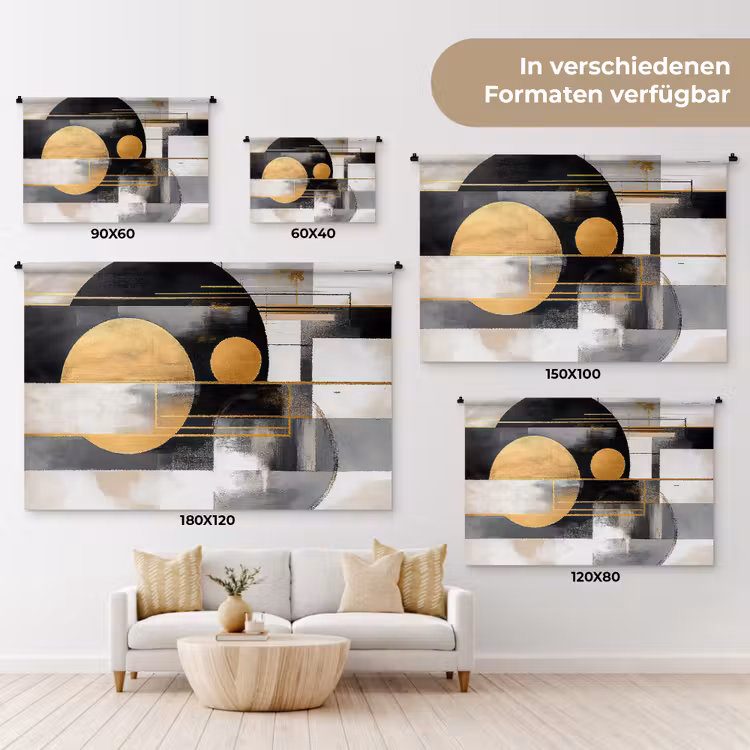 Abstract - Goud - Zilver - Vormen - Aesthetic - Modern Wandkleed katoen klein -tsfeer8_DE