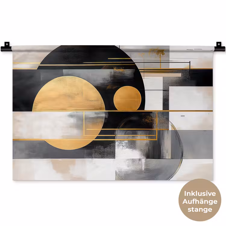 Abstract - Goud - Zilver - Vormen - Aesthetic - Modern Wandkleed katoen klein -t3d_DE