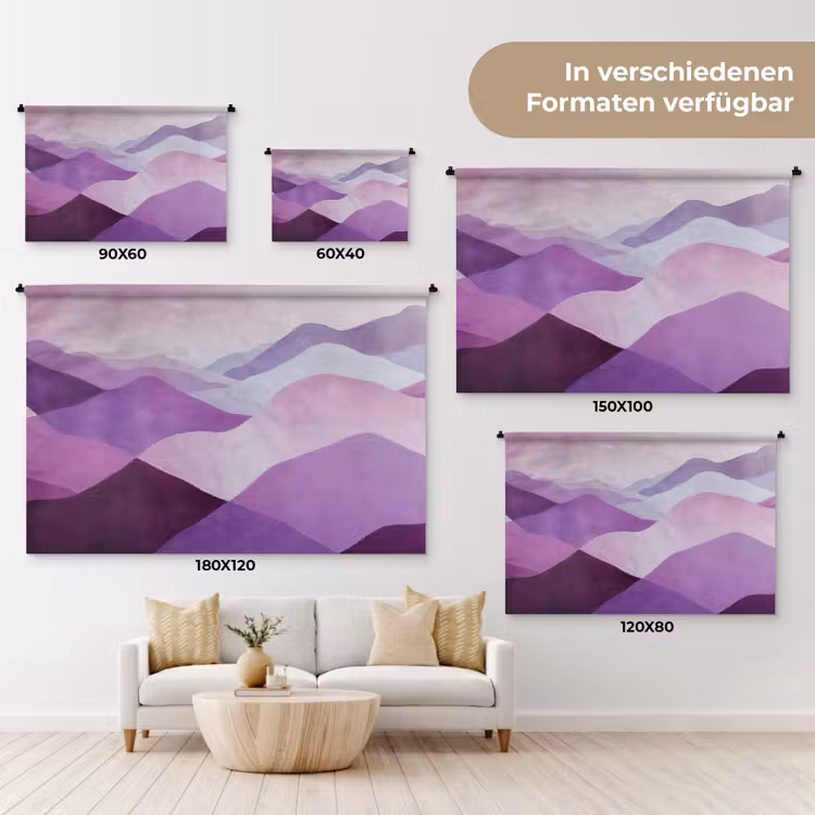 Abstract - Heuvels - Landschap - Paars Wandkleed katoen klein -tsfeer8_DE