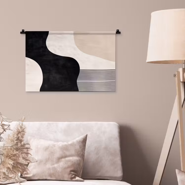 Abstract - Japandi - Beige - Modern Wandkleed katoen klein -sfeer4