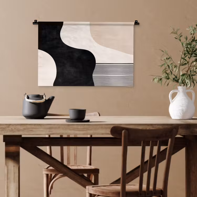 Abstract - Japandi - Beige - Modern Wandkleed katoen klein -sfeer6