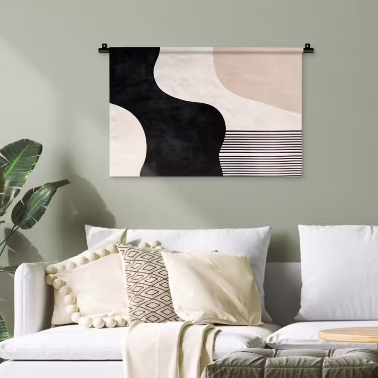 Abstract - Japandi - Beige - Modern Wandkleed katoen klein -sfeer7