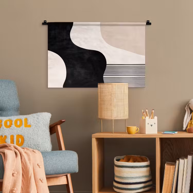 Abstract - Japandi - Beige - Modern Wandkleed katoen klein -wsfeer4_kind