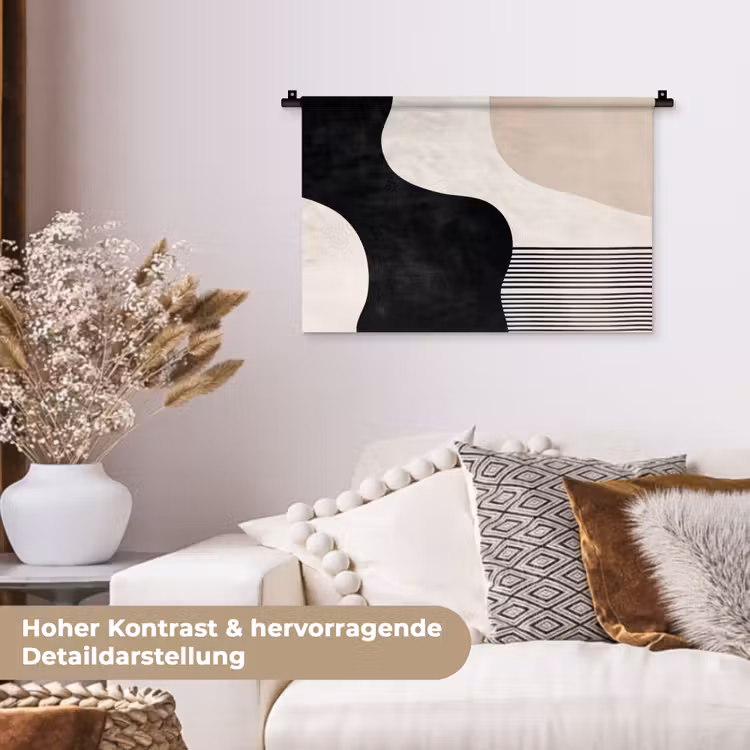 Abstract - Japandi - Beige - Modern Wandkleed katoen klein -tsfeer1_DE