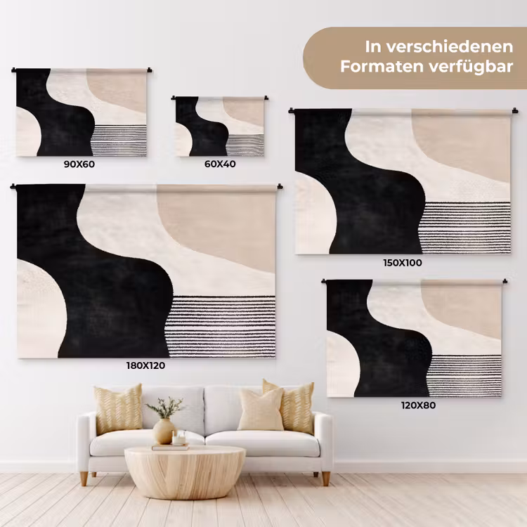 Abstract - Japandi - Beige - Modern Wandkleed katoen klein -tsfeer8_DE