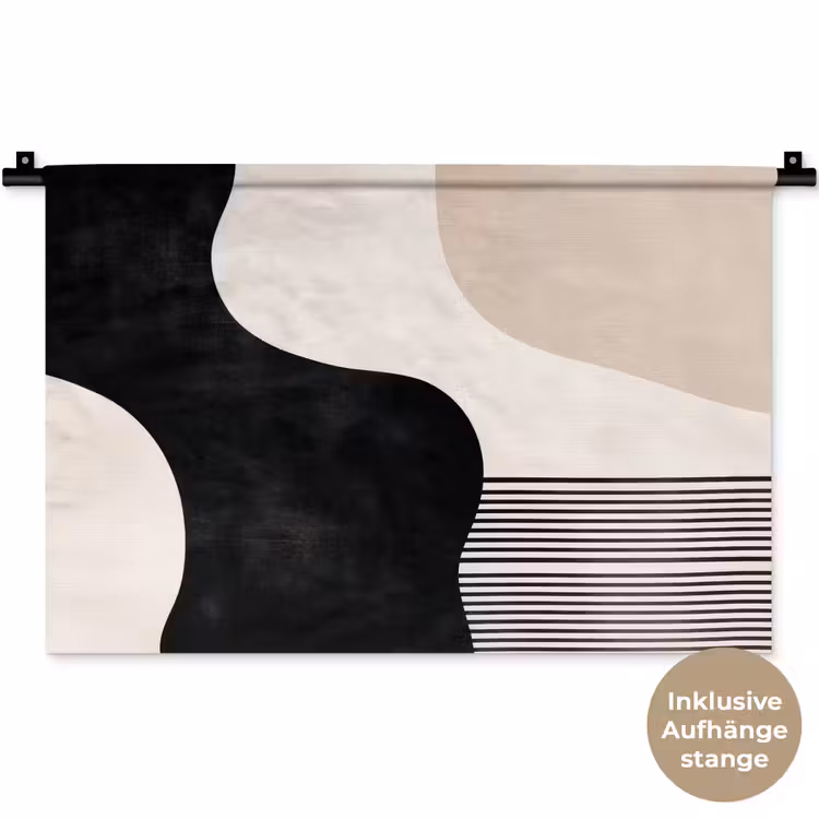 Abstract - Japandi - Beige - Modern Wandkleed katoen klein -t3d_DE