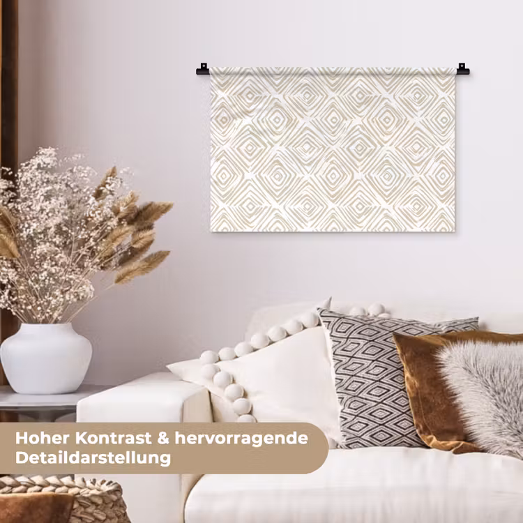 Abstract - Ruit - Beige Wandkleed katoen klein 269 -tsfeer1_DE