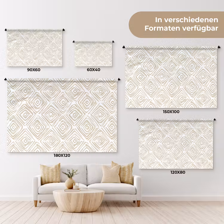 Abstract - Ruit - Beige Wandkleed katoen klein 269 -tsfeer8_DE