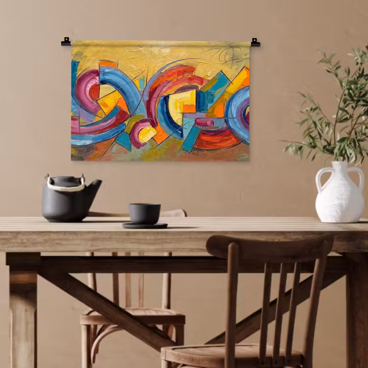 Abstract - Cirkels - Schilderij - Kleurrijk - Dynamisch Wandkleed katoen klein -sfeer6