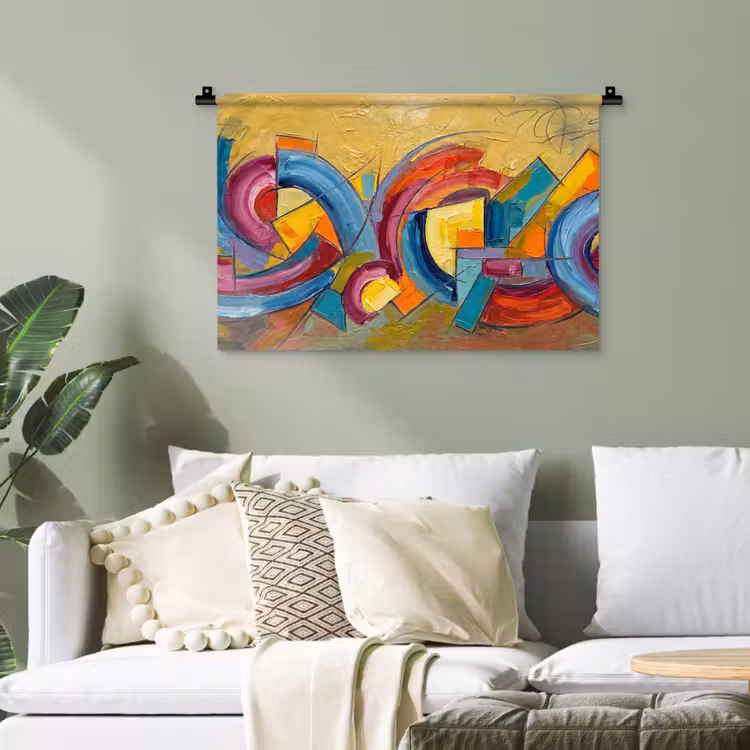 Abstract - Cirkels - Schilderij - Kleurrijk - Dynamisch Wandkleed katoen klein -sfeer7