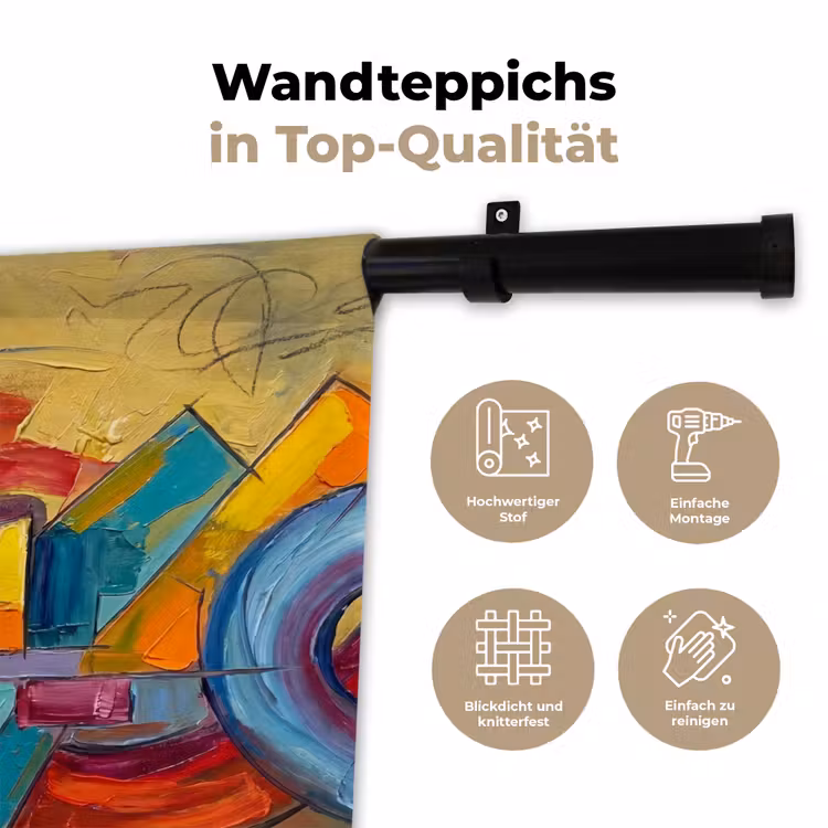 Abstract - Cirkels - Schilderij - Kleurrijk - Dynamisch Wandkleed katoen klein -tsfeer2_DE