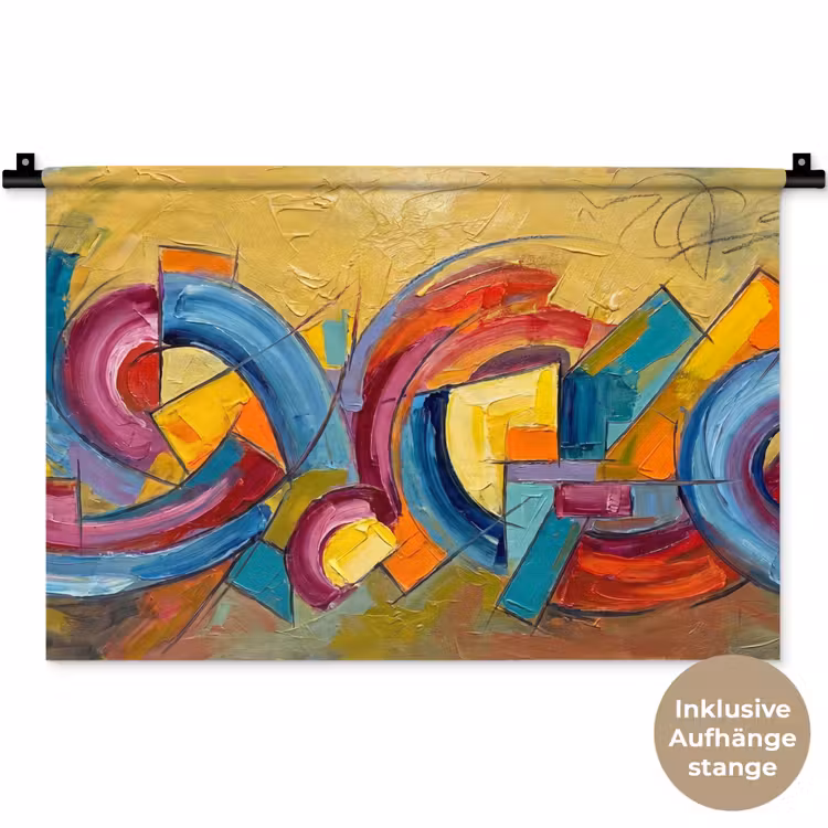 Abstract - Cirkels - Schilderij - Kleurrijk - Dynamisch Wandkleed katoen klein -t3d_DE