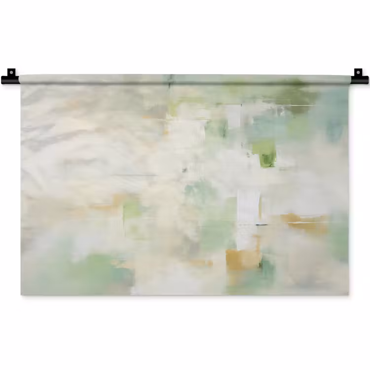 Abstract - Kunst - Wit - Groen - Modern Wandkleed katoen klein -zz3d