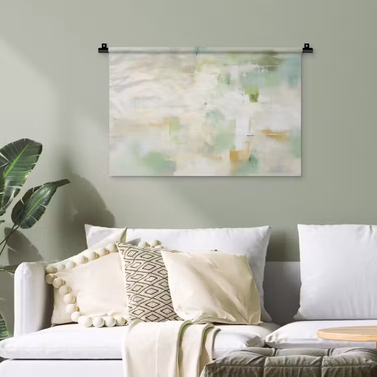 Abstract - Kunst - Wit - Groen - Modern Wandkleed katoen klein -sfeer7